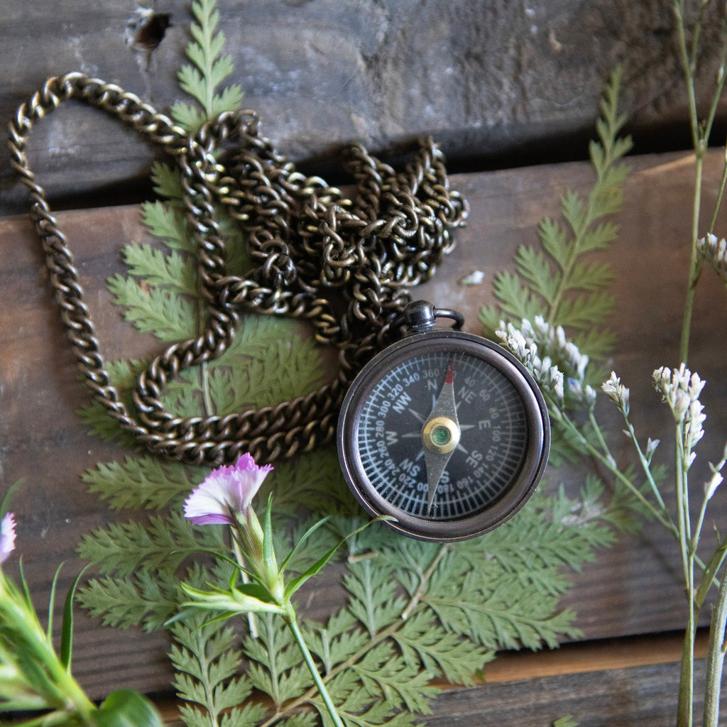 ***Courage Dear Heart Compass with Leather Pouch