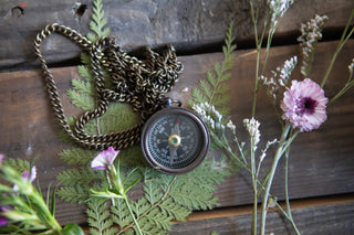 Courage Dear Heart (C.S. Lewis) Compass with Leather Pouch