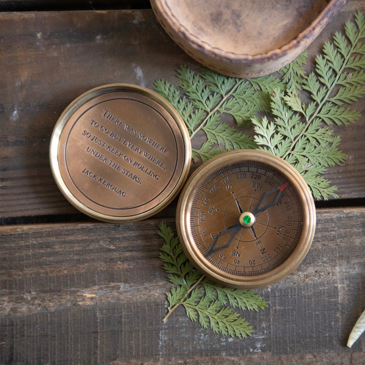 There Was Nowhere To Go Compass with Leather Pouch