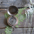 Follow Your Soul Push Button Compass with Leather Pouch