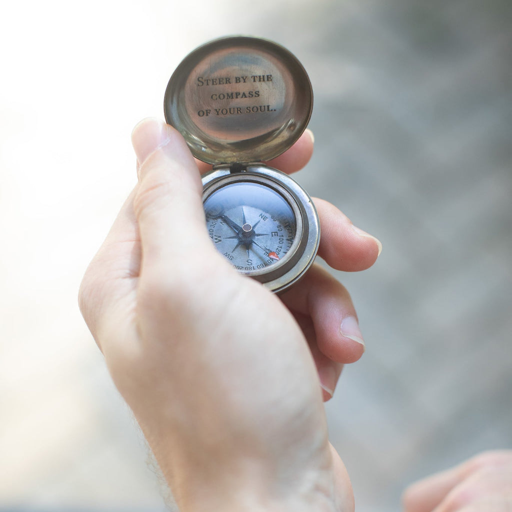 Steer By The Compass Of Your Soul with Leather Pouch