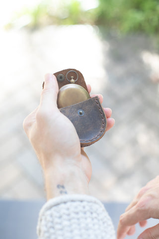 Steer By The Compass Of Your Soul Push Button Compass with Leather Pouch,