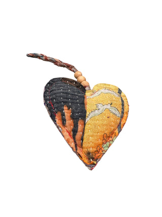 Kantha Heart Ornament - Set of 6