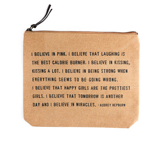I Believe In Pink Canvas Zip Bag- Blush