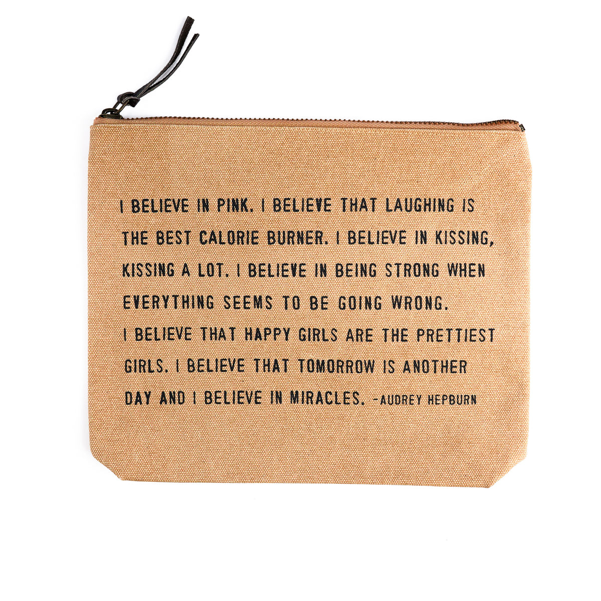 I Believe In Pink Canvas Zip Bag - Blush