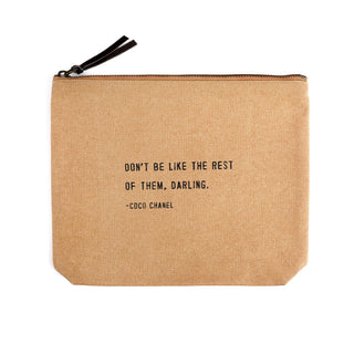 Don't Be Like The Rest Of Them (Coco Chanel) Canvas Zip Bag- Blush