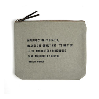 Imperfection Is Beauty (Marilyn Monroe) Canvas Zip Bag- Sage