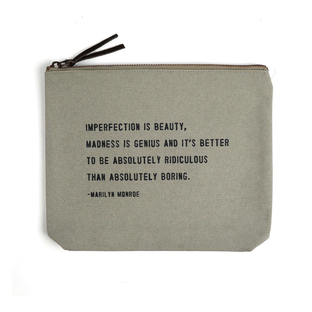 Imperfection Is Beauty Canvas Zip Bag - Sage