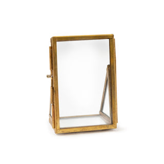 2"x3" Vertical Brass Finish Standing Picture Frame
