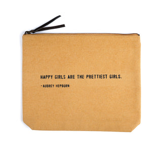 Happy Girls (Audrey Hepburn) Canvas Zip Bag- Sunflower