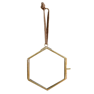 Brass Hanging Frame 3.5" Hexagon