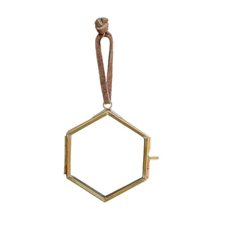 Brass Hanging Frame 2.75" Hexagon