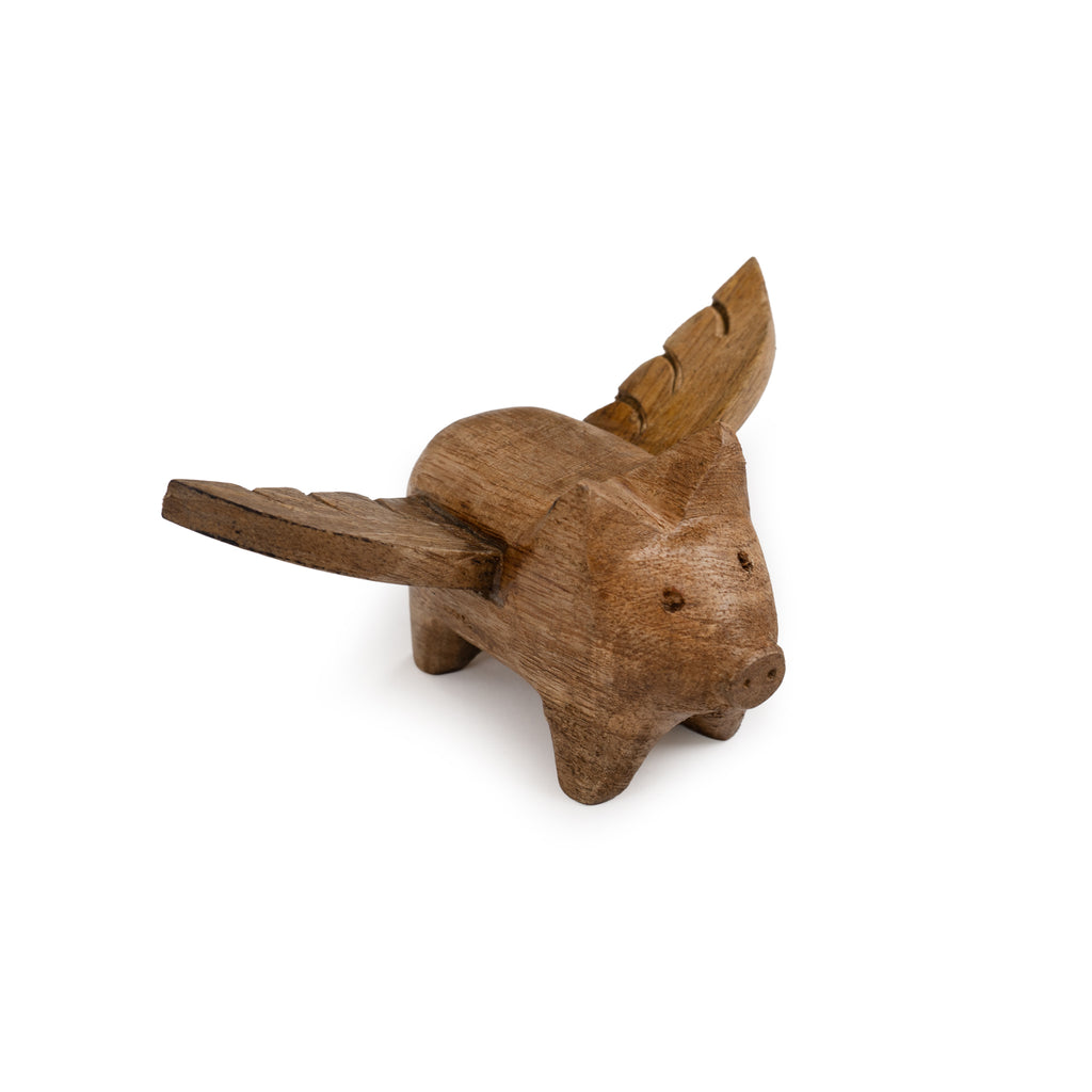 Handcarved Wooden Flying Pigs- Set of 12
