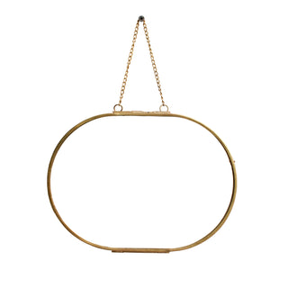 Brass  Chain Hanging Frame 8"x6" Horizontal Oval