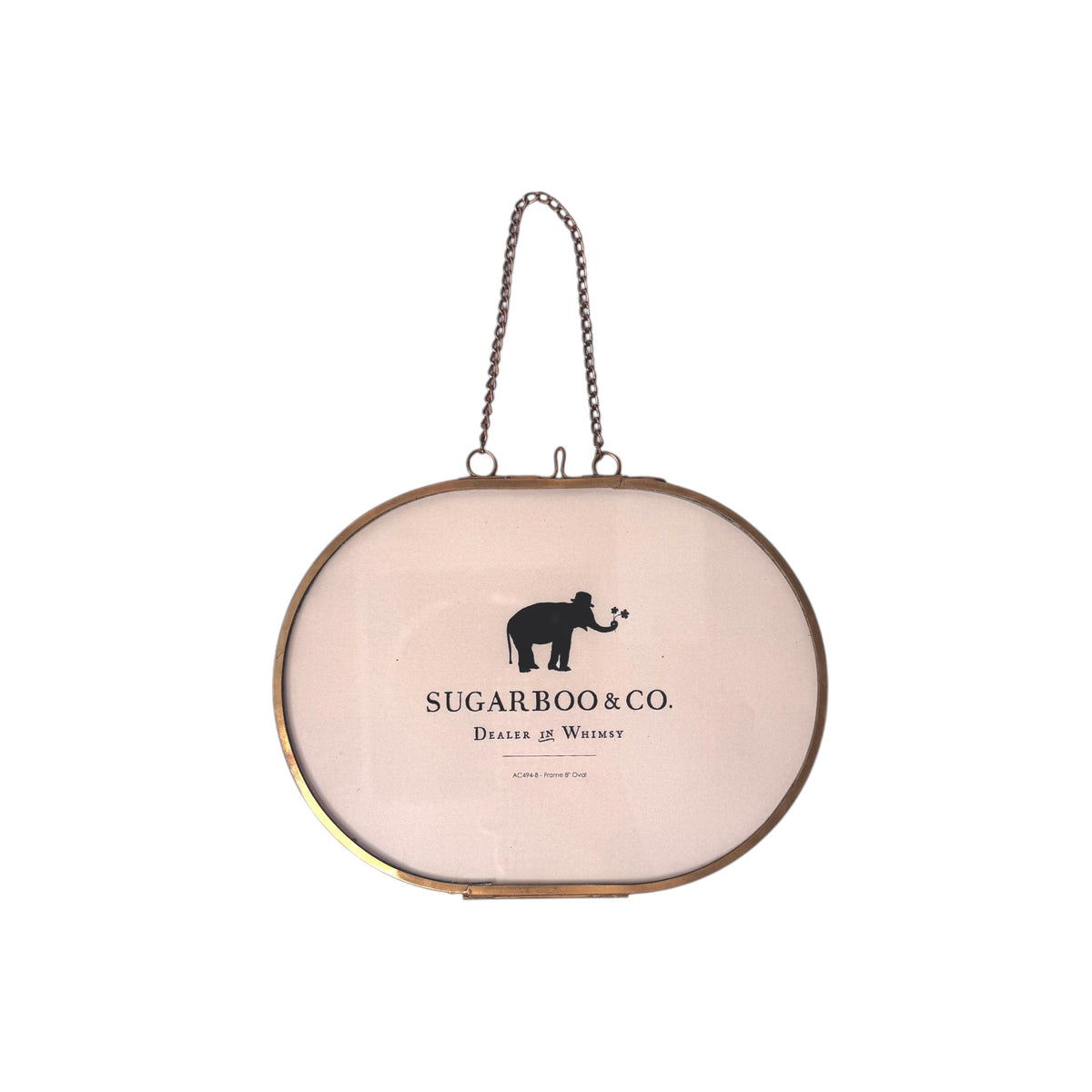 Oval Brass Hanging Frame 8x6 – Horizontal w/ Chain