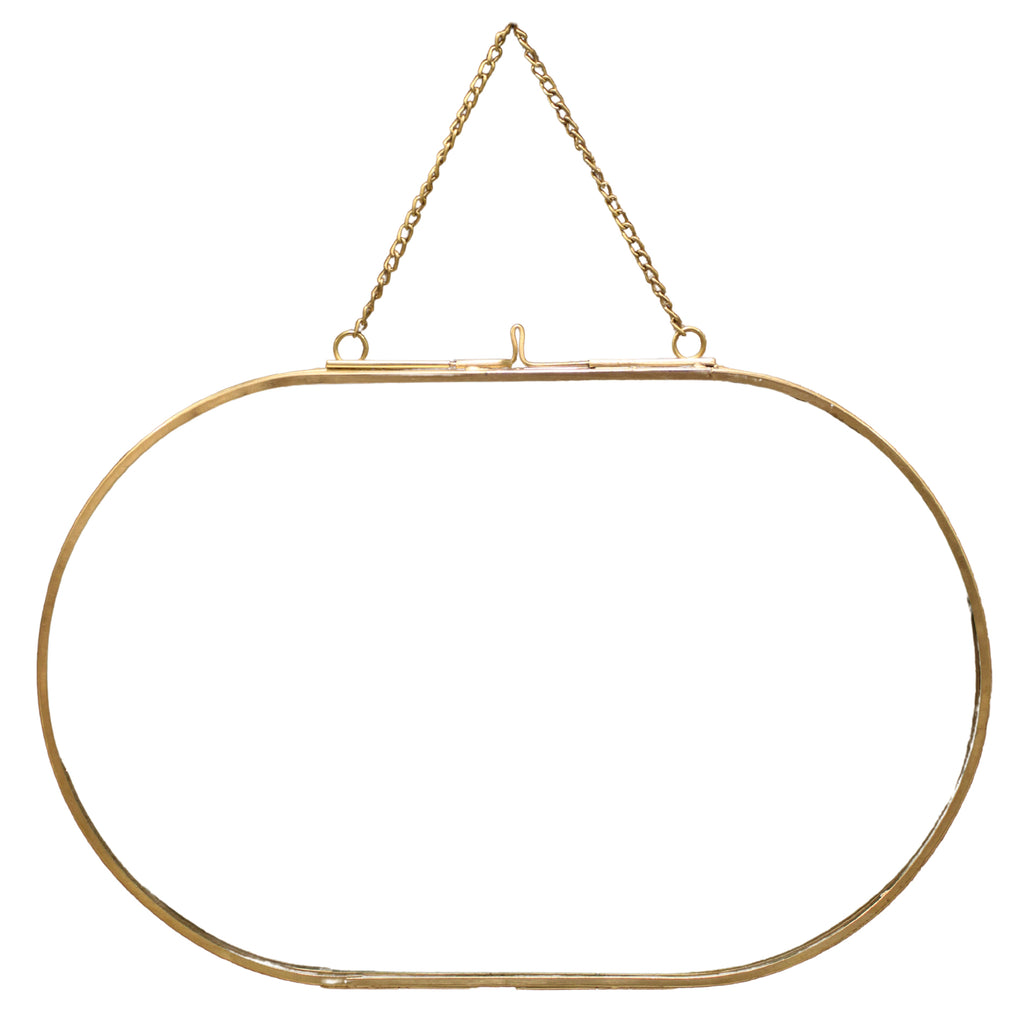 Oval Brass Hanging Frame 12x8 – Horizontal w/ Chain