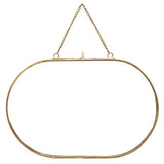 Brass  Chain Hanging  Frame 8"x12" Horizontal Oval