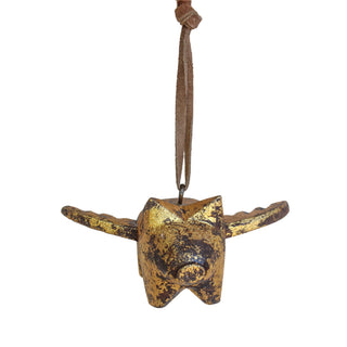 Hand-carved Flying Pig Ornament- Set of 6