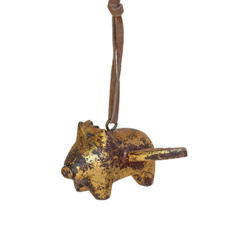 Hand-carved Flying Pig Ornament- Set of 6