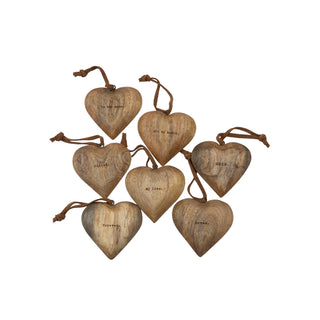 Engraved Wood Hearts - Assorted Set of 14 (Small)