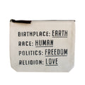 Birthplace Canvas Zip Bag - Cream