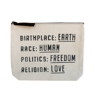 "Birthplace" Canvas Zip Bag