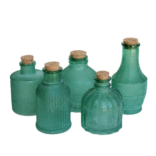 Heirloom Frosted Glass Bottles - Set of 5