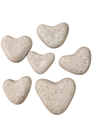 Mini Speckled Ceramic Hearts - Set of 24