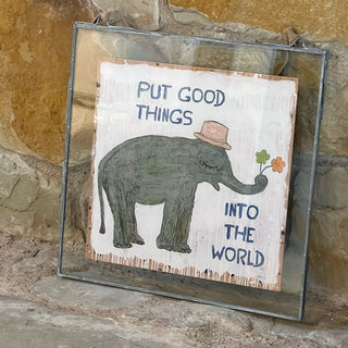12"x12" Good Things Elephant Art Poster