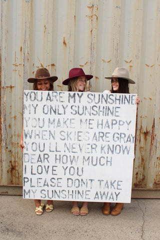 You Are My Sunshine Art Print - Grey Wood