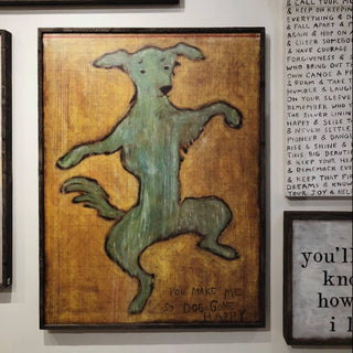 Dancing Dog Art Print - Grey Wood