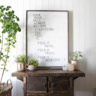 Faith Truth Love Art Print - Grey Wood