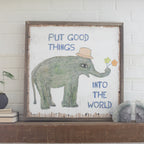 Good Things Elephant Art Print - Grey Wood
