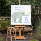 Good Things Elephant Art Print - Grey Wood