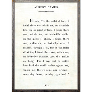 Albert Camus Book Collection (Grey Wood) Art Print