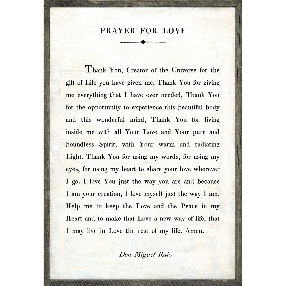 Prayer For Love Art Print - Grey Wood
