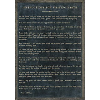 Instructions Before Visiting Earth Poetry Collection (Grey wood) Art Print