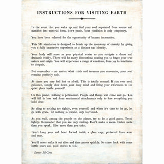 Instructions Before Visiting Earth Poetry Collection (Gallery Wrap) Art Print