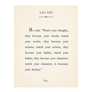 12"x16" Lao Tzu Book Collection Art Poster -Cream