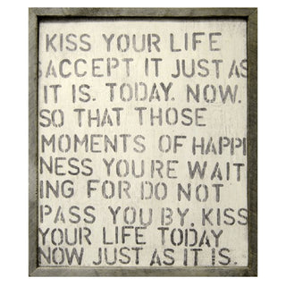 Kiss Your Life (Grey Wood) - Art Print