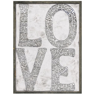 L-O-V-E in White - (Grey Wood) - Art Print