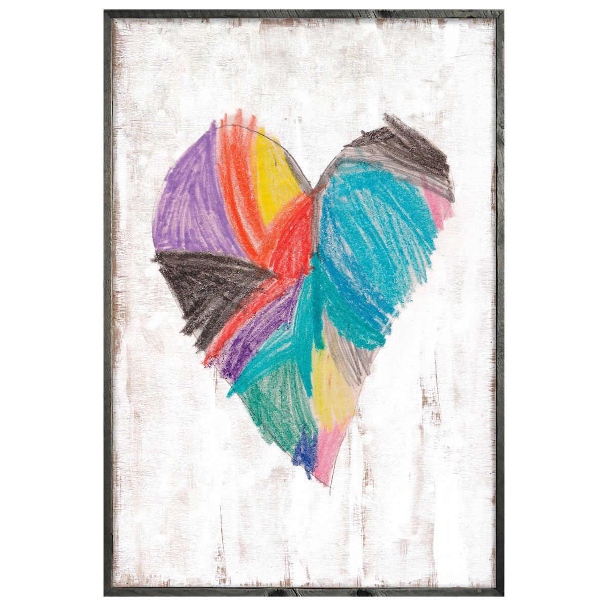 Luella's Heart Art Print - Grey Wood