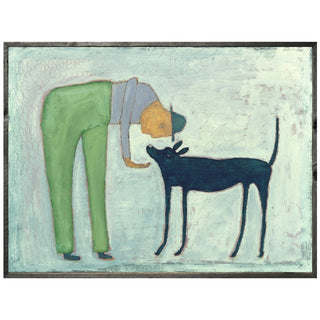 Man with Dog (Grey Wood) - Art Print