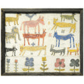 Stacked Animals Art Print - Grey Wood