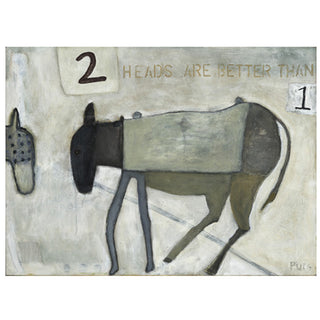 Two Heads are Better (Grey Wood) - Art Print