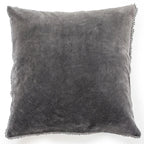 ***Ash Velvet Pillow With Poms 22x22