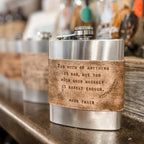 Brown Leather Quote Flasks - Assorted Set of 12