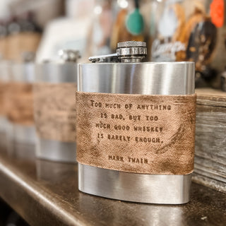 Brown Leather Quote Flasks - Assorted Set of 12