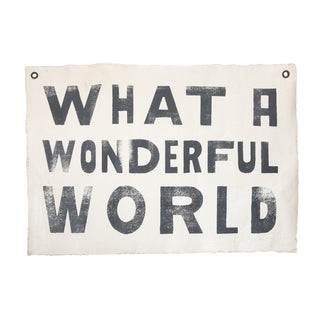 What A Wonderful World Hand Painted Wall Hanging -37"x25"