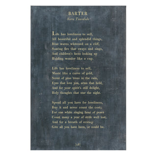 Barter - Poetry Collection - Art Print